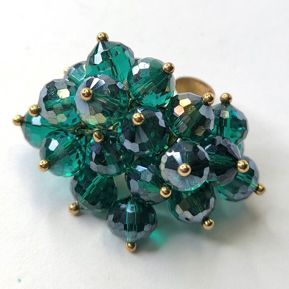 Aqua Green Crystal Cluster Ring,  Adjustable Crystal Ring Statement Crystal Ring - Picture 7 of 10